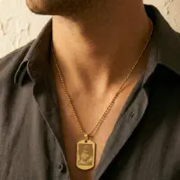 Yoursurprise Gepersonaliseerde fotoketting - Dog tag - Goud