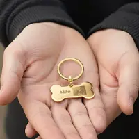 Yoursurprise Gepersonaliseerde fotosleutelhanger - Bot - Goud