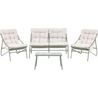 Beliani MOLVENO - Loungeset 4-zits - Groen/Beige - Staal