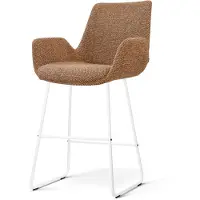 Nolon Nino-Eef barkruk bruin blend - wit onderstel - 65 cm - scandinavisch - kookeiland - armstoel