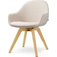 Nolon Noor-Mae draaibare Eetkamerstoel beige - houten onderstel - stijlvol - scandinavisch