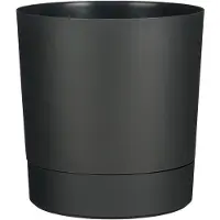 Mica Decorations Bloempot Coco - met onderschaal - antraciet - H24 x D23 cm - kunststof - buiten