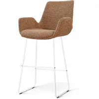 Nolon Nino-Eef barkruk bruin blend - wit onderstel - 75 cm - scandinavisch - armleuning - barstoel