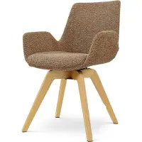 Nolon Noor-Eef draaibare Eetkamerstoel bruin blend - houten onderstel - stijlvol - scandinavisch - armstoel