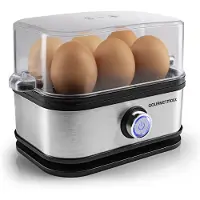 DS Produkte Eierkocher für 6 Eier | Egg Boiler mit Eierstecher im Messbecher | Egg Cooker mit 3 Härtegraden – für jeden Eierbecher das Passende | Design Eierkocher Edelstahl, spülmaschinenfeste Teile