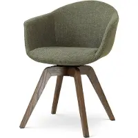 Nolon Noor-Otis draaibare Eetkamerstoel forestgroen - walnoot houten onderstel - japandi - armstoel - comfortabele zitting