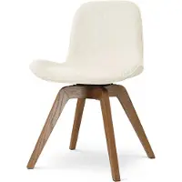 Nolon Noor-Fé draaibare Eetkamerstoel rib beige - walnoot houten onderstel - elegant - japandi - zachte zitting