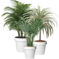 Mega Collections Plantenpotten bloempotten set - 3x stuks - kunststof - wit - Tuin - Diameters 30-35-40 cm