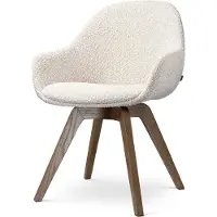 Nolon Noor-Mae draaibare Eetkamerstoel bouclé beige - walnoot houten onderstel - japandi - comfortabele zitting