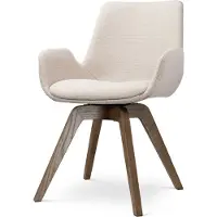 Nolon Noor-Eef draaibare Eetkamerstoel beige - walnoot houten onderstel - armleuning - elegant - japandi
