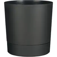 Mica Decorations Bloempot Coco - met onderschaal - antraciet - H30 x D28 cm - kunststof - buiten