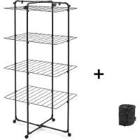 Brabantia HangOn Droogtoren - 30m - Inklapbaar wasrek - met Wasknijpertasje - Matt Black