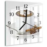 Tulup Wandklok - Chocolade Moderne Wandklok Glas - 30x30 cm - Wit Wandklok Glas Decoratie - Zwarte Handen - Vierkante Wandklok - Wandklok Glas Decoratie - Gekleurde Glazen Klok