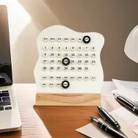 OEM Houten kalenderstandaard, tijdloze planner, maand- en weekkalender, datumweergave, kantoor- en huiskalender (wit)