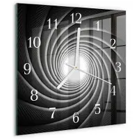 Drukarnia Piga Wandklok - Vortex Gekleurde Glazen Klok - 30x30 cm - Zwart Glazen Klok Met Print - Witte Handen - Vierkante Wandklok - Decoratieve Glazen Klok - Glazen Wandklok Design