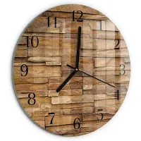 Tulup Wandklok - Klinker Moderne Glazen Wandklok - 30fi cm - Bruin Wandklok Glas Met Motief - Zwarte Handen - Ronde Wandklok - Wandklok Glas Decoratie - Gekleurde Glazen Klok
