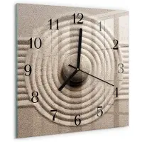 Drukarnia Piga Wandklok - Steen Gekleurde Glazen Klok - 30x30 cm - Bruin Glazen Klok Met Print - Zwarte Handen - Vierkante Wandklok - Klok Glas Met Opdruk - Moderne Wandklok Glas