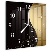 Drukarnia Piga Wandklok - Abstracte kunst Gekleurde Glazen Klok - 30x30 cm - Bruin Glazen Klok Met Print - Witte Handen - Vierkante Wandklok - Wandklok Glas Met Motief - Decoratieve Glazen Klok