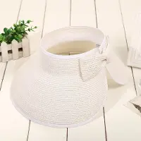 VHV - Hoed - Zonnehoed - Zonnehoed dames - Zonnekleppen voor dames - Opvouwbare zomerhoeden - Voor strand en buitenactiviteiten - Wit (56-58 cm)