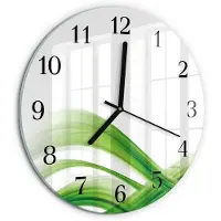 Tulup Wandklok - Abstracte golf Wandklok Glas Met Motief - 30fi cm - Groente Decoratieve Glazen Klok - Zwarte Handen - Ronde Wandklok - Decoratieve Glazen Klok - Glazen Wandklok Design