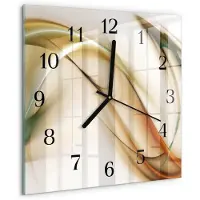 Drukarnia Piga Wandklok - Abstractie Klok Glas Met Opdruk - 30x30 cm - Veelkleurig Moderne Wandklok Glas - Zwarte Handen - Vierkante Wandklok - Wandklok Glas Decoratie - Gekleurde Glazen Klok