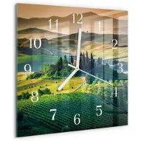 Drukarnia Piga Wandklok - Landschap Moderne Wandklok Glas - 30x30 cm - Groente Wandklok Glas Decoratie - Witte Handen - Vierkante Wandklok - Gekleurde Glazen Klok - Glazen Klok Met Print