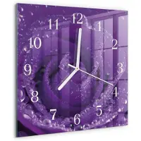 Drukarnia Piga Wandklok - Roos Decoratieve Glazen Klok - 30x30 cm - Paars Glazen Wandklok Design - Witte Handen - Vierkante Wandklok - Klok Glas Met Opdruk - Moderne Wandklok Glas