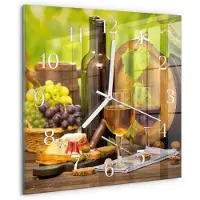 Drukarnia Piga Wandklok - Druiven voor wijn Decoratieve Glazen Klok - 30x30 cm - Veelkleurig Glazen Wandklok Design - Witte Handen - Vierkante Wandklok - Klok Glas Met Opdruk - Moderne Wandklok Glas