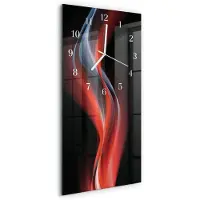 Tulup Wandklok - Abstractie Wandklok Glas Decoratie - 30x60 cm - Veelkleurig Gekleurde Glazen Klok - Witte Handen - Rechthoekige Wandklok - Klok Glas Met Opdruk - Moderne Wandklok Glas