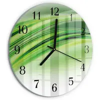 Tulup Wandklok - Abstracte kunst Wandklok Glas Decoratie - 30fi cm - Groente Gekleurde Glazen Klok - Zwarte Handen - Ronde Wandklok - Decoratieve Glazen Klok - Glazen Wandklok Design