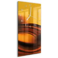 Tulup Wandklok - Abstractie Glazen Wandklok Design - 30x60 cm - Oranje Klok Glas Met Opdruk - Witte Handen - Rechthoekige Wandklok - Wandklok Glas Decoratie - Gekleurde Glazen Klok