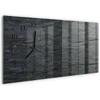 Tulup Wandklok - Leisteen Moderne Wandklok Glas - 60x30 cm - Zwart Wandklok Glas Decoratie - Zwarte Handen - Rechthoekige Wandklok - Wandklok Glas Decoratie - Gekleurde Glazen Klok