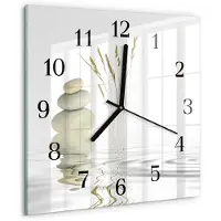 Drukarnia Piga Wandklok - Stenen Glazen Klok Met Print - 30x30 cm - Wit Moderne Glazen Wandklok - Zwarte Handen - Vierkante Wandklok - Wandklok Glas Met Motief - Decoratieve Glazen Klok