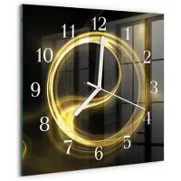 Tulup Wandklok - Abstractiecirkel Wandklok Glas Met Motief - 30x30 cm - Geel Decoratieve Glazen Klok - Witte Handen - Vierkante Wandklok - Glazen Klok Met Print - Wandklok Glas Met Motief