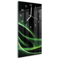 Tulup Wandklok - Abstractie Klok Glas Met Opdruk - 30x60 cm - Zwart Moderne Wandklok Glas - Witte Handen - Rechthoekige Wandklok - Decoratieve Glazen Klok - Glazen Wandklok Design