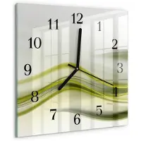 Drukarnia Piga Wandklok - Abstracte lijnen Wandklok Glas Decoratie - 30x30 cm - Groente Gekleurde Glazen Klok - Zwarte Handen - Vierkante Wandklok - Decoratieve Glazen Klok - Glazen Wandklok Design