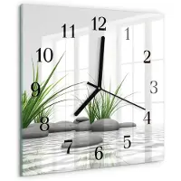 Drukarnia Piga Wandklok - Stenen Glazen Wandklok Design - 30x30 cm - Wit Klok Glas Met Opdruk - Zwarte Handen - Vierkante Wandklok - Gekleurde Glazen Klok - Glazen Klok Met Print