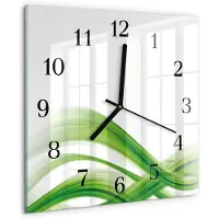 Drukarnia Piga Wandklok - Abstracte golf Moderne Glazen Wandklok - 30x30 cm - Groente Wandklok Glas Met Motief - Zwarte Handen - Vierkante Wandklok - Wandklok Glas Decoratie - Gekleurde Glazen Klok