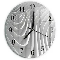 Tulup Wandklok - Abstractie Wandklok Glas Decoratie - 30fi cm - Grijs Gekleurde Glazen Klok - Zwarte Handen - Ronde Wandklok - Wandklok Glas Met Motief - Decoratieve Glazen Klok