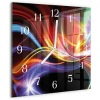 Drukarnia Piga Wandklok - Abstracte kunst Moderne Wandklok Glas - 30x30 cm - Veelkleurig Wandklok Glas Decoratie - Witte Handen - Vierkante Wandklok - Klok Glas Met Opdruk - Moderne Wandklok Glas