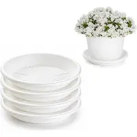 PlasticForte plantenpot onder schotel / opvang schaal - 4x - wit - dia 28 cm - Kunststof - voor een pot met dia 35/40 cm