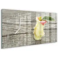 Tulup Wandklok - Apple-kern Moderne Wandklok Glas - 60x30 cm - Beige Wandklok Glas Decoratie - Witte Handen - Rechthoekige Wandklok - Klok Glas Met Opdruk - Moderne Wandklok Glas
