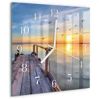 Drukarnia Piga Wandklok - Pier Gekleurde Glazen Klok - 30x30 cm - Veelkleurig Glazen Klok Met Print - Witte Handen - Vierkante Wandklok - Gekleurde Glazen Klok - Glazen Klok Met Print