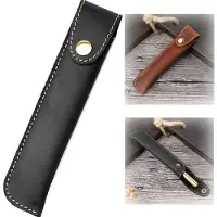 VHV -Etui - Pennenzak - Pennenhoes - Leren etui - PU-leer - Met drukknoop - Retro design - Voor school, kantoor en zakelijk gebruik - Zwart