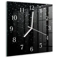 Drukarnia Piga Wandklok - Druppels Moderne Glazen Wandklok - 30x30 cm - Zwart Wandklok Glas Met Motief - Witte Handen - Vierkante Wandklok - Wandklok Glas Decoratie - Gekleurde Glazen Klok