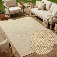 Tapiso Calma Buitentapijt Weerbestendig Buitenkleed Balkon Tuin Terras - Wasbaar UV-bestendig Gangkleed Outdoor Vloerkleed Beige 160x220