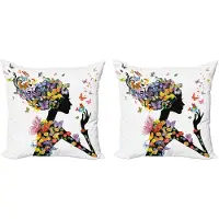 Abakuhaus Carnaval Decoratieve Kussenhoezen, Set van 2, Geometrische Vormen, Modern Accent, Dubbelzijdige Digitale Print, 40x40 cm, Multicolor