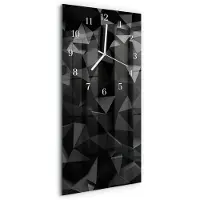 Tulup Wandklok - Patroon Klok Glas Met Opdruk - 30x60 cm - Zwart Moderne Wandklok Glas - Witte Handen - Rechthoekige Wandklok - Moderne Wandklok Glas - Wandklok Glas Decoratie