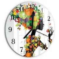 Tulup Wandklok - Deel Wandklok Glas Decoratie - 30fi cm - Veelkleurig Gekleurde Glazen Klok - Zwarte Handen - Ronde Wandklok - Klok Glas Met Opdruk - Moderne Wandklok Glas