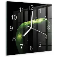 Drukarnia Piga Wandklok - Appel Gekleurde Glazen Klok - 30x30 cm - Groente Glazen Klok Met Print - Witte Handen - Vierkante Wandklok - Glazen Klok Met Print - Wandklok Glas Met Motief